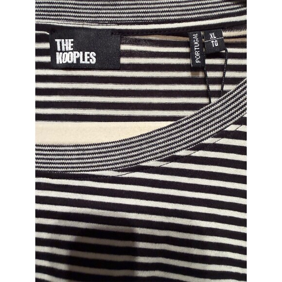 $784 The Kooples Men's Striped Long Sleeve Crew Neck T-Shirt Logo Patch Size XL - Picture 3 of 5